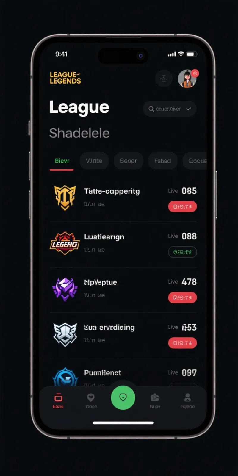 英雄联盟赛事App界面